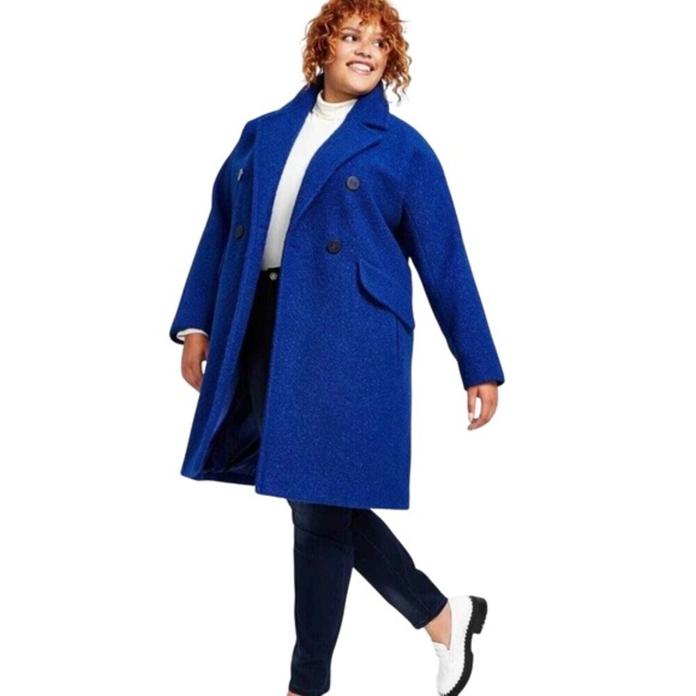 BCBGGeneration Royal Blue Double Breasted Wool‎ Blend Coat Women's XL